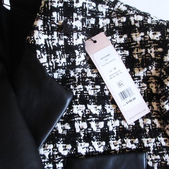 BCBGeneration Double Breasted Blazer Faux Leather Trim Jacket MEDIUM $148 - Picture 10 of 13